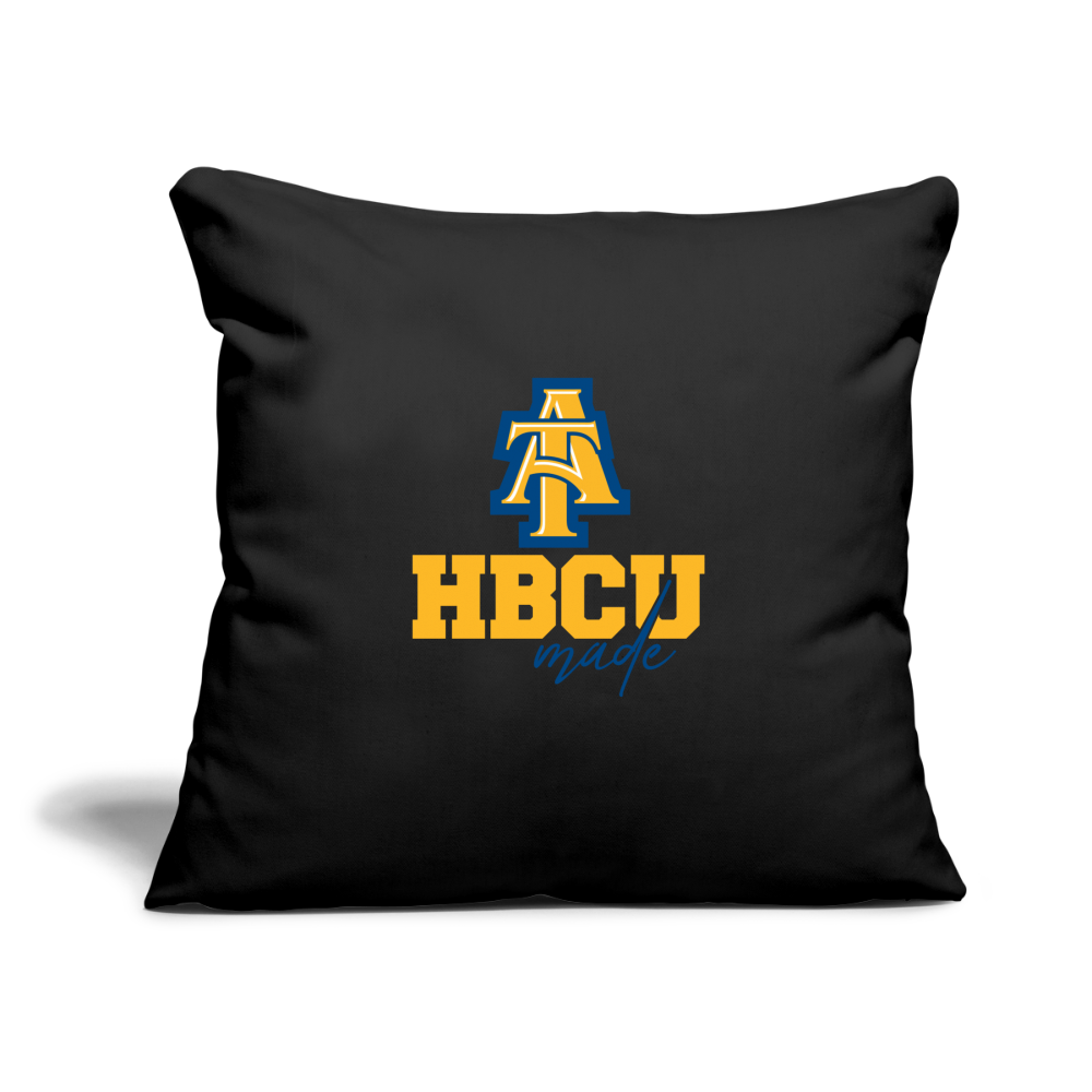 HBCU Made NC A&T University Throw Pillow Cover 18” x 18” - black
