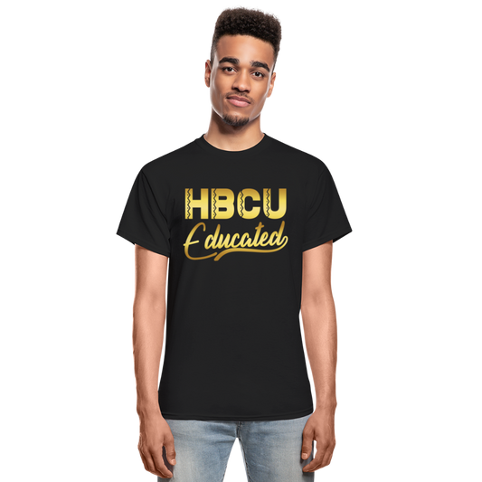 HBCU Educated Gold Gildan Ultra Cotton Adult T-Shirt - black