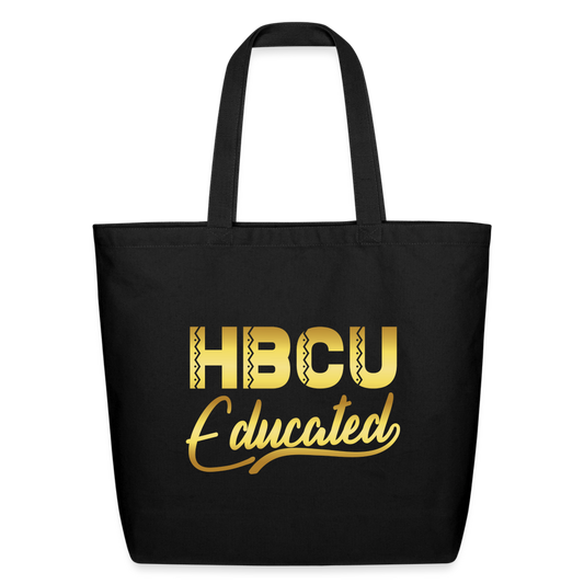 HBCU Educated Gold Eco-Friendly Cotton Tote - black