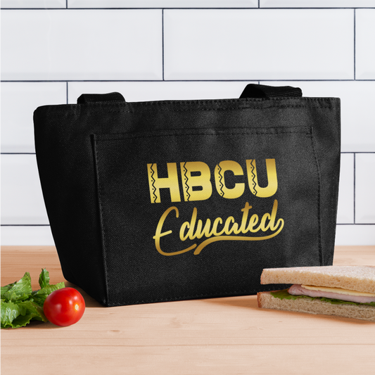 HBCU Educated Gold Recycled Insulated Lunch Bag - black