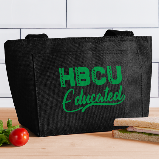 HBCU Educated Green Recycled Insulated Lunch Bag - black
