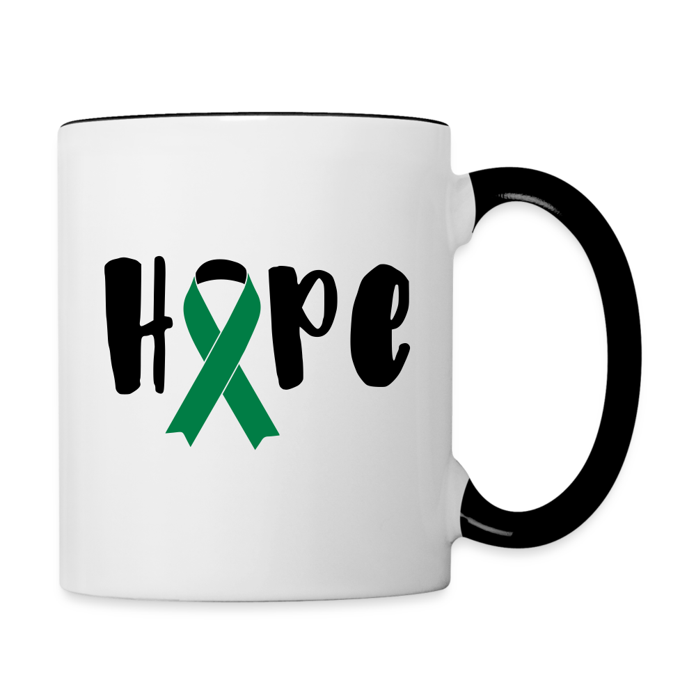 Hope Green Ribbon Awareness Coffee Mug - white/black