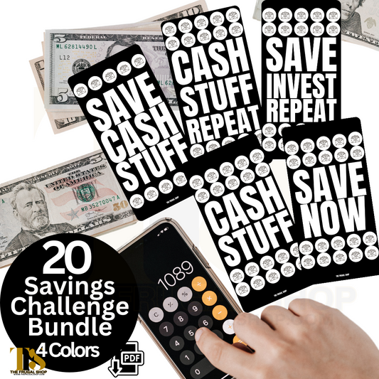 Save Cash Stuff Repeat Savings Challenge Bundle – Printable Savings Challange plus Dashboard