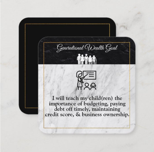 Generational Wealth Goal Teach Children Planner Card