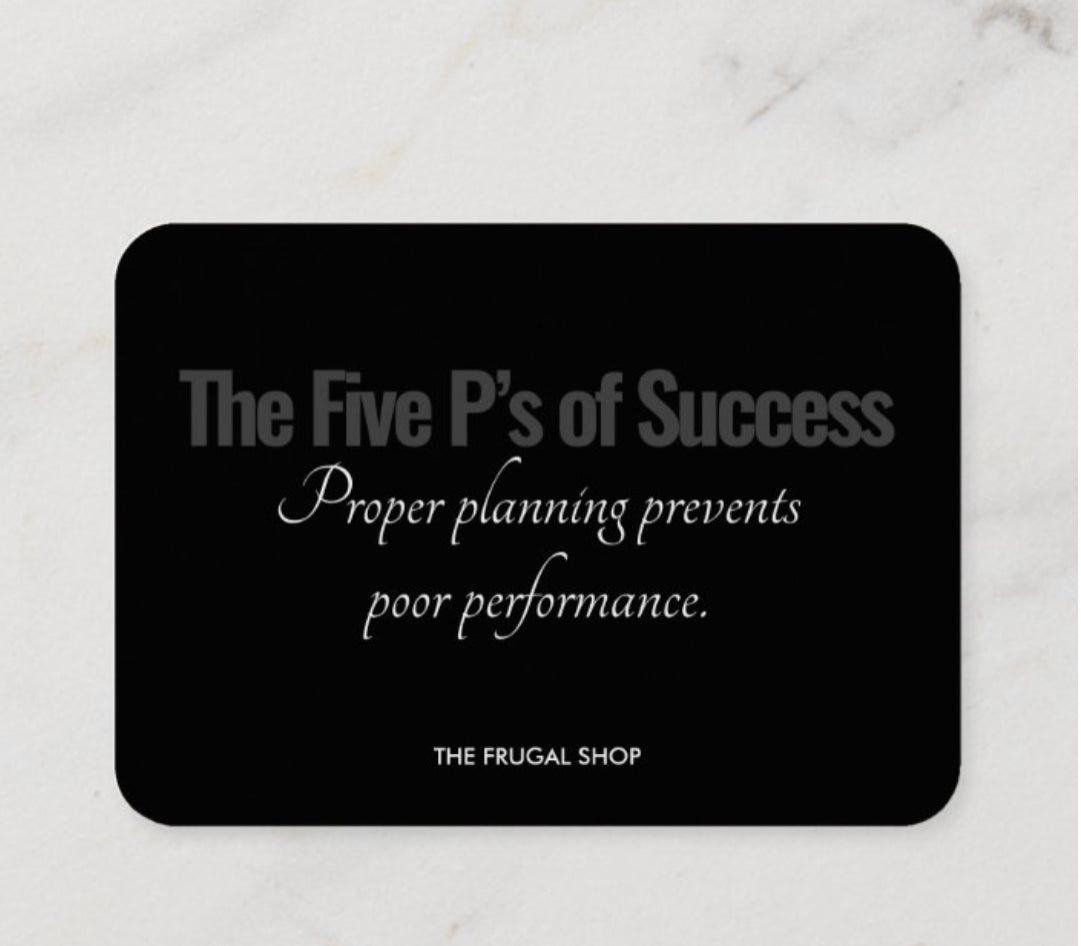 Manifest It Success 5 Ps Double Sided Planner Card