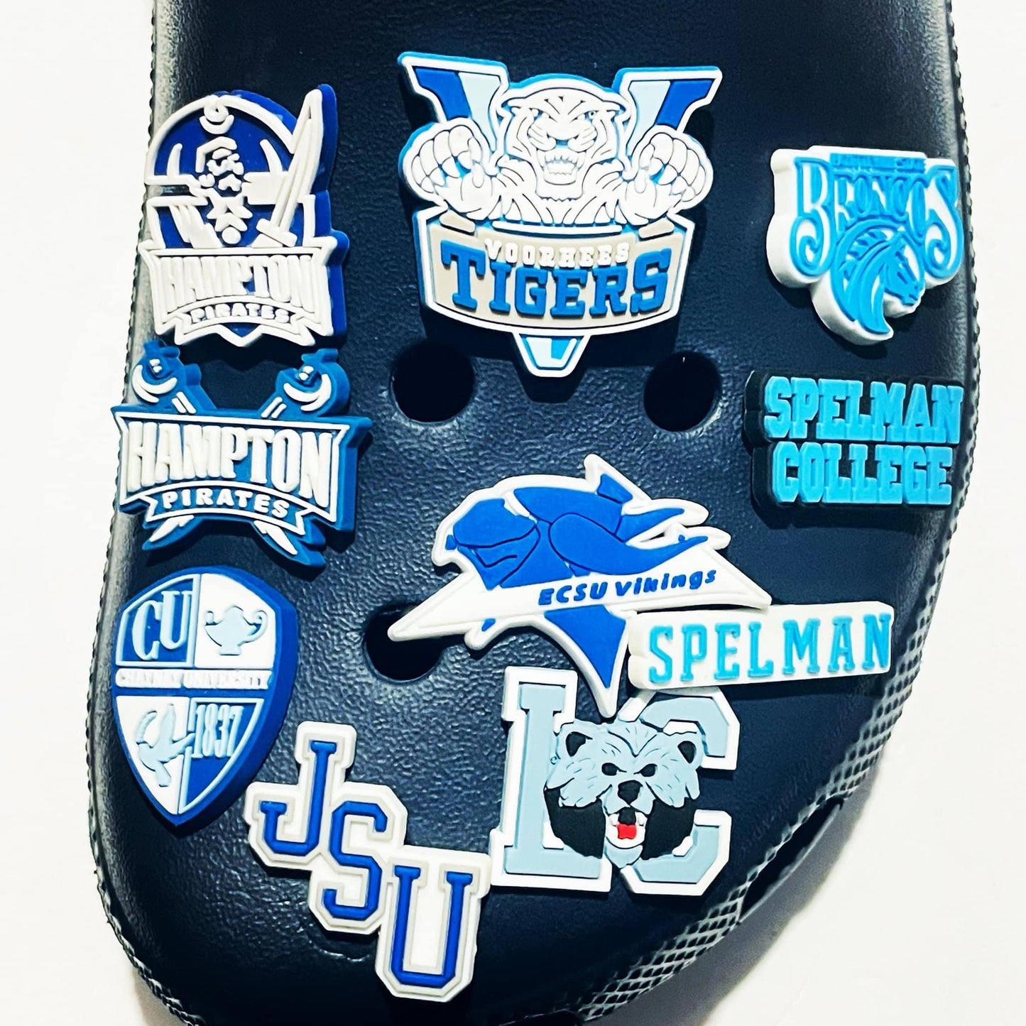 HBCU Shoe Charm - Cheyney, Elizabeth City, Fayetteville, Hampton, Jackson, Livingstone, Spelman, Voohrees