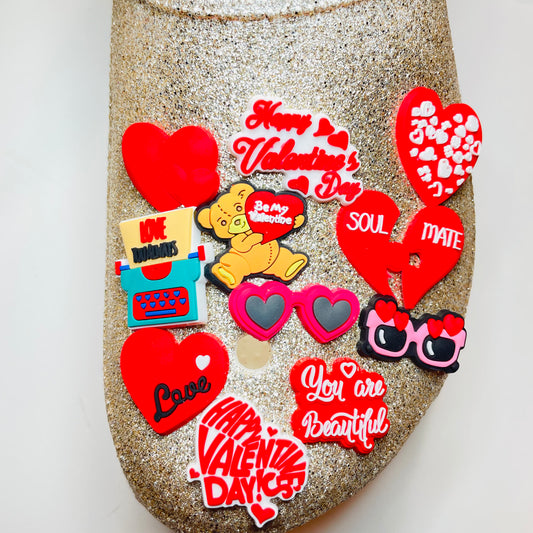 Valentine Hearts Teddy Bear Love Letter Sunglasses Shoe Charms