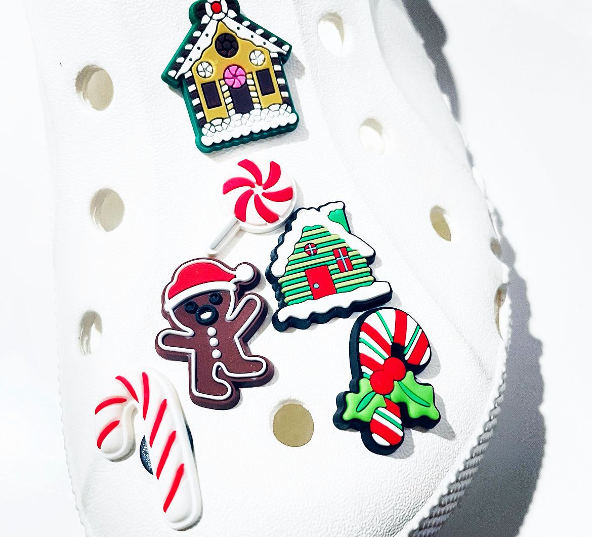 Christmas Peppermint Candy Gingerbread House Shoe Charm