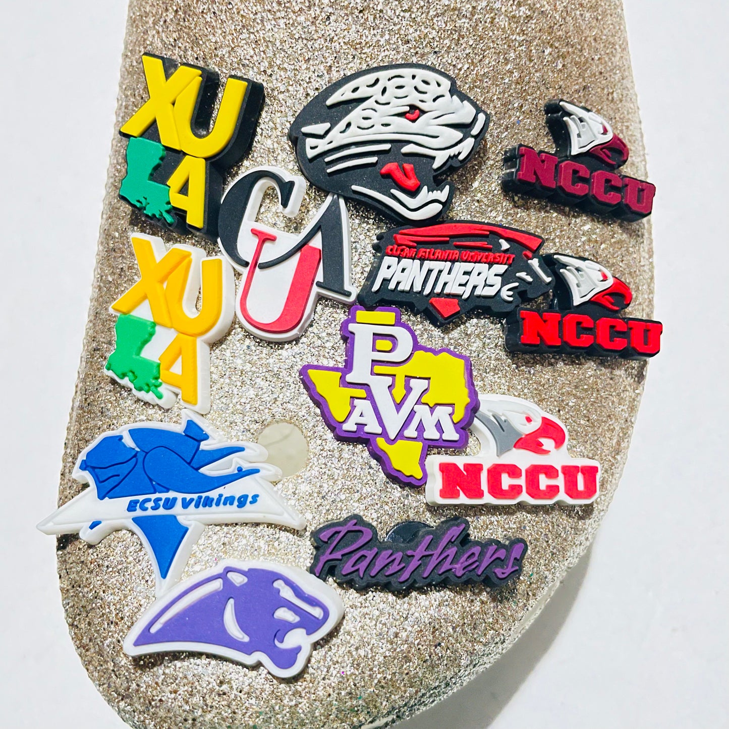 HBCU Shoe Charm- Bethune Cookman, Central State, Claflin, Clark Atlanta, Langston, Maryland Eastern Shore, NC Central, Tuskegee, Winston Salem