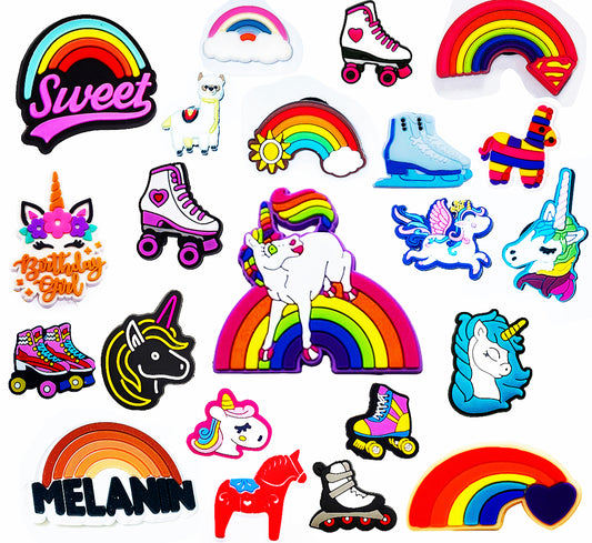 Rainbows Skates & Unicorns Shoe Charm