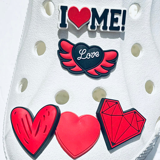 Hearts Red Shoe Charm