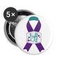 Purple Teal Ribbon Awareness Buttons large 2.2'' (5-pack) - white