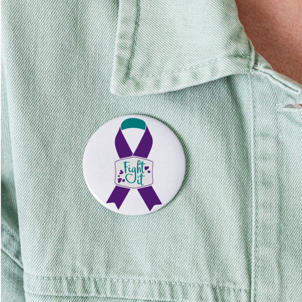 Purple Teal Ribbon Awareness Buttons large 2.2'' (5-pack) - white