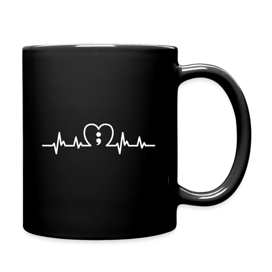 Semicolon Keep Going Heartbeat Full Color Mug - black