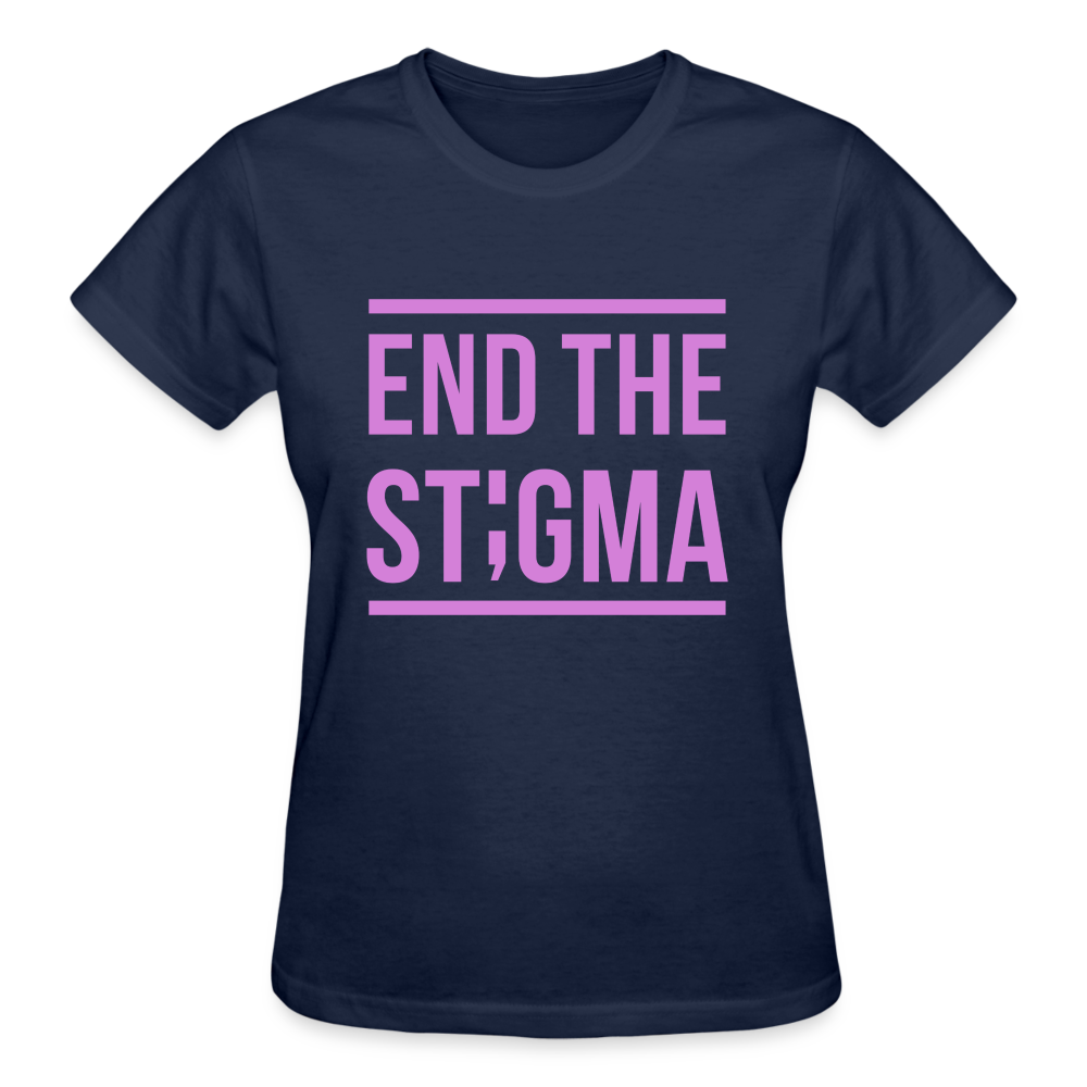 End the Stigma Semicolon Gildan Ultra Cotton Ladies T-Shirt - navy
