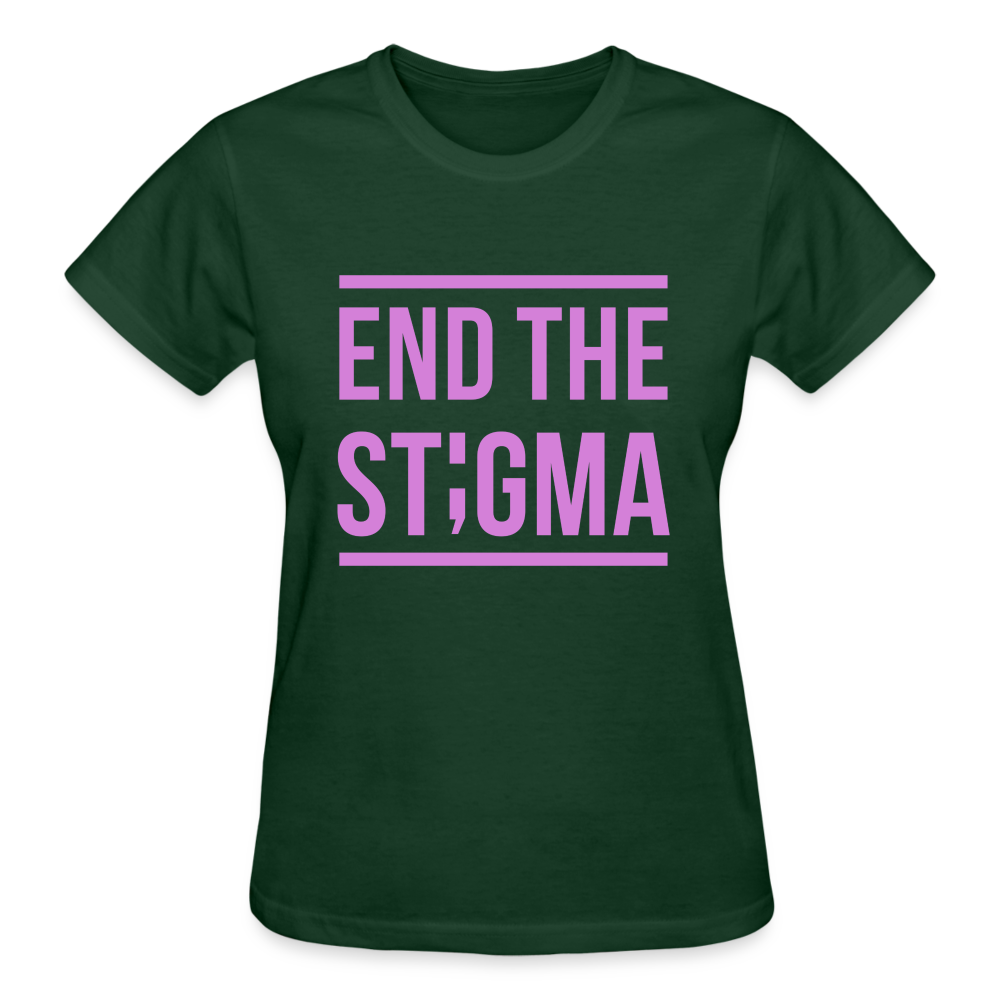 End the Stigma Semicolon Gildan Ultra Cotton Ladies T-Shirt - forest green