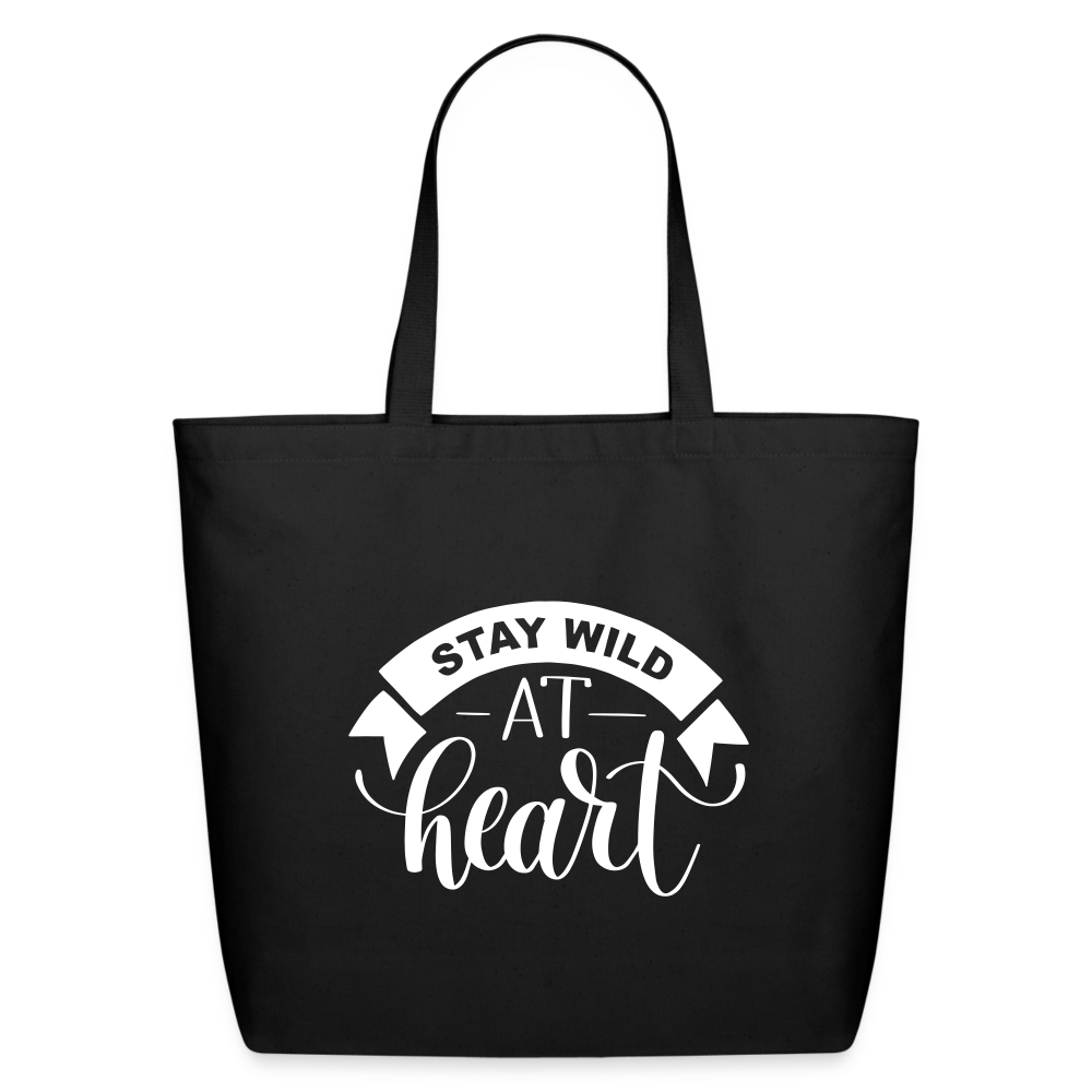 Stay Wild at Heart Eco-Friendly Cotton Tote - black