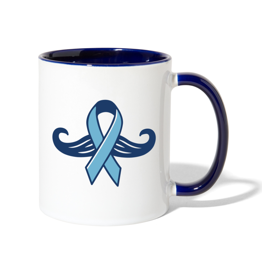 Prostate Men Health Blue Ribbon Coffee Mug - white/cobalt blue