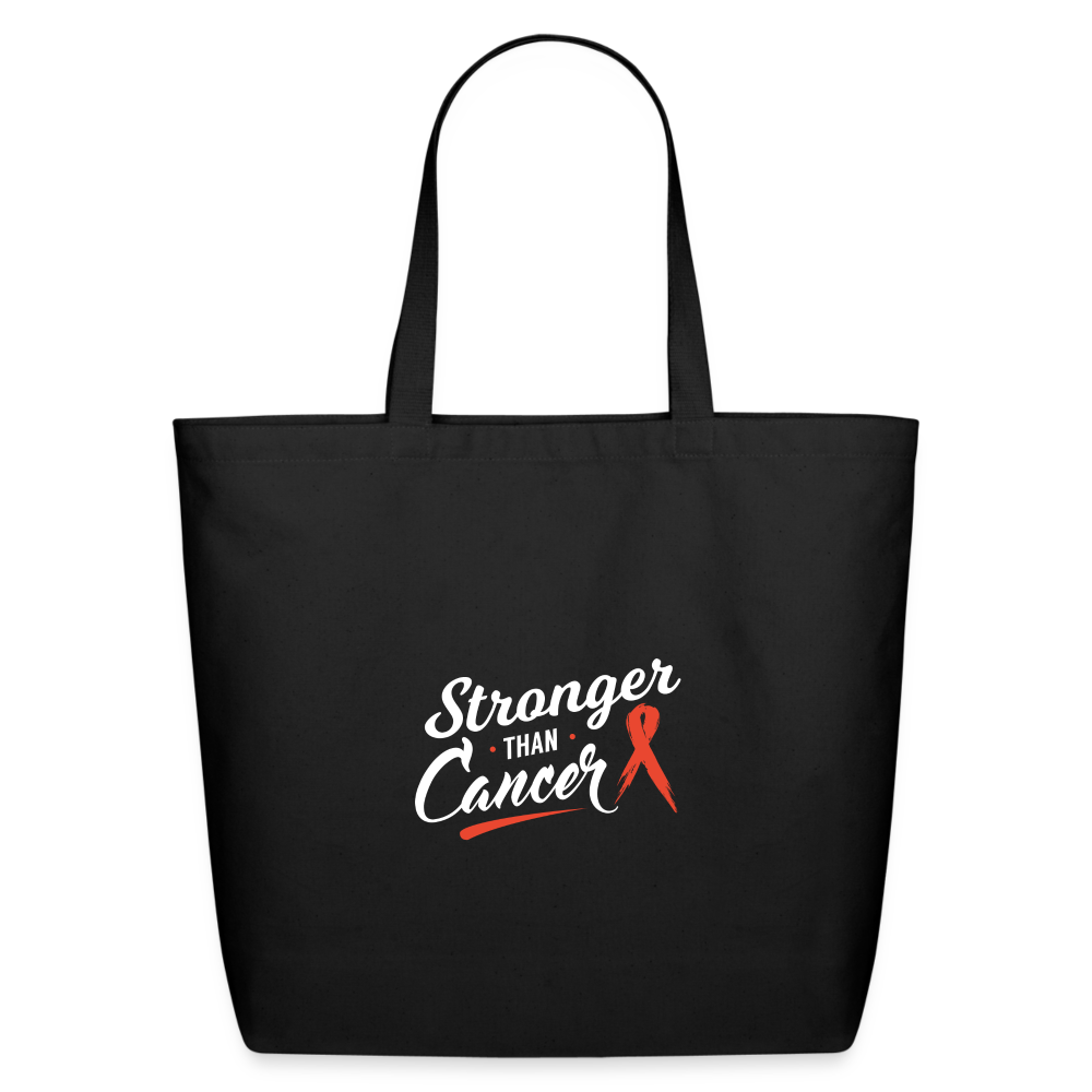 Stronger than Cancer Orange Ribbon Awareness Eco-Friendly Cotton Tote - black