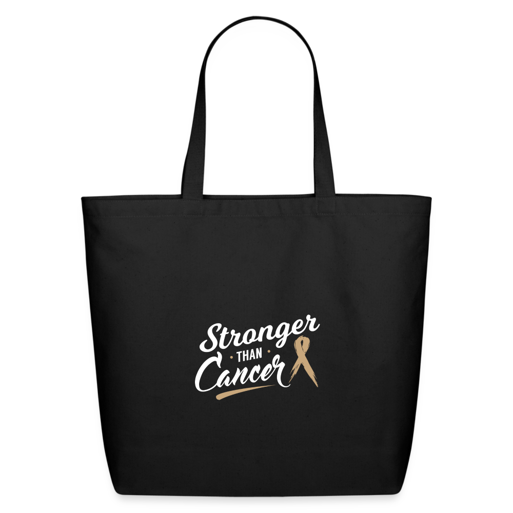 Stronger than Cancer Gold Ribbon Awareness Eco-Friendly Cotton Tote - black