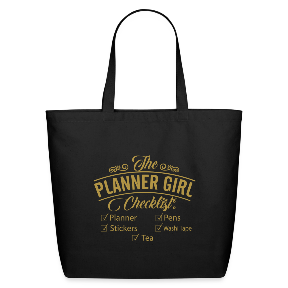 Planner Girl Eco-Friendly Cotton Tote - black