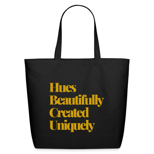 HBCU Hues Created Uniquely Beautifully Golden Eco-Friendly Cotton Tote - black
