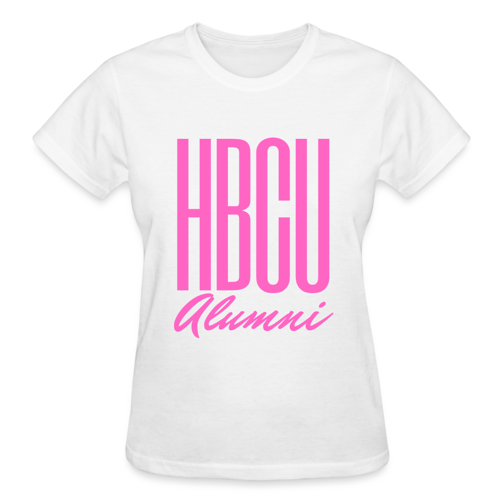 HBCU Alumni Pink Gildan Ultra Cotton Ladies T-Shirt - white
