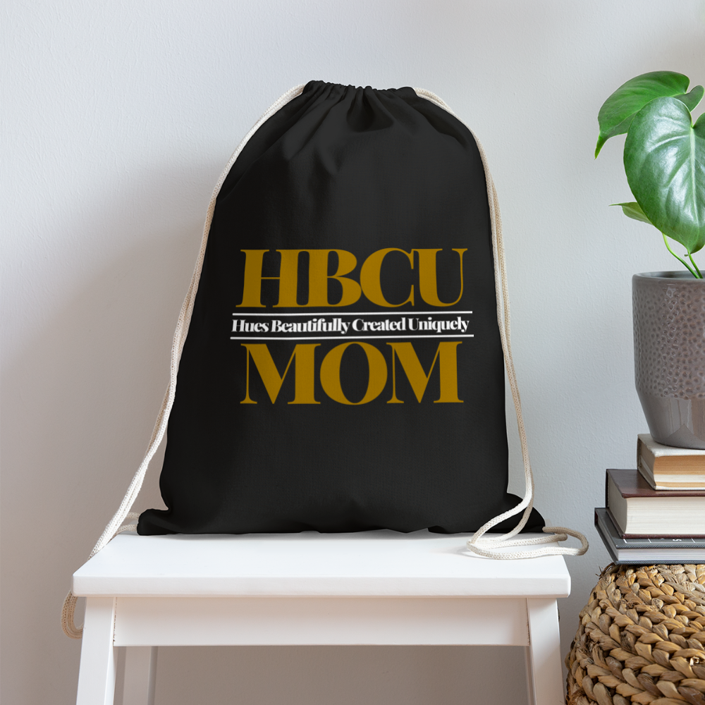 HBCU Mom Cotton Drawstring Bag - black